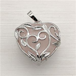Pink Rose Quartz Heart Pendant, approx 27mm [GM26466]