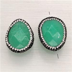 Green Jade Teardrop Beads Pave Rhinestone Dye, approx 20-30mm [GM26468]