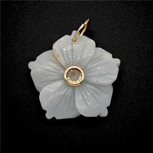Amazonite Flower Pendant Pave Zirconia, approx 30mm [GM26475]