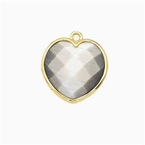 Gray Cats Eye Glass Heart Pendant Faceted, approx 15mm [GM26491]