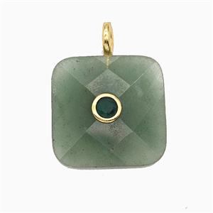 Natural Green Aventurine Square Pendant Pave Zirconia, approx 25mm [GM26522]