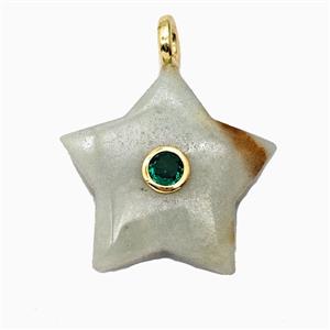 Chinese Amazonite Star Pendant Pave Zirconia, approx 30mm [GM26543]