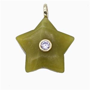 Lemon Jade Star Pendant Pave Zirconia, approx 30mm [GM26544]