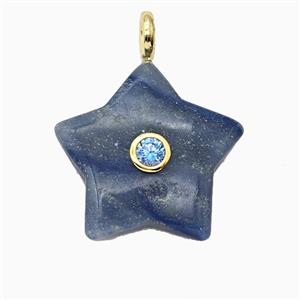 Blue Aventurine Star Pendant Pave Zirconia, approx 30mm [GM26545]