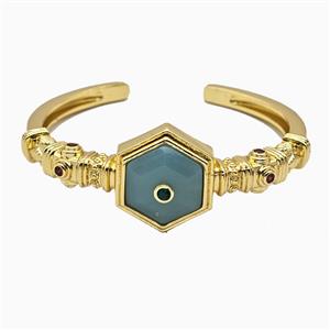 Copper Bangle Pave Amazonite Gold Plated, approx 25mm, 50-60mm dia [GM26573]