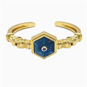 Copper Bangle Pave Apatite Gold Plated, approx 25mm, 50-60mm dia [GM26582]