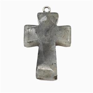 Labradorite Cross Pendant, approx 20-30mm [GM26589]
