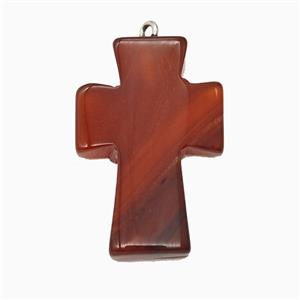 Red Dye Agate Cross Pendant, approx 20-30mm [GM26591]