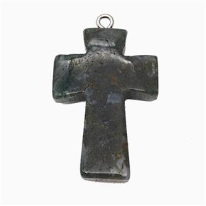 Indian Agate Cross Pendant, approx 20-30mm [GM26592]