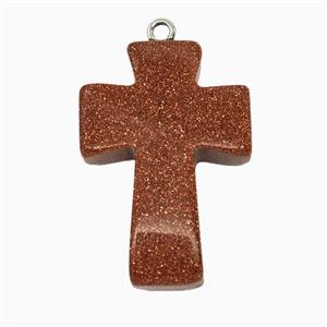 Golden Sandstone Cross Pendant, approx 20-30mm [GM26598]