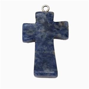 Blue Dalmatian Jasper Cross Pendant, approx 20-30mm [GM26600]