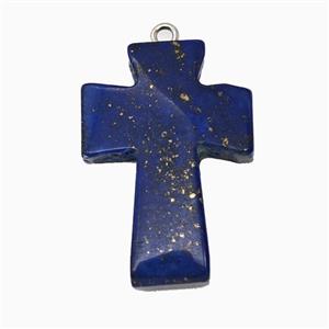 Blue Lapis Lazuli Cross Pendant, approx 20-30mm [GM26602]