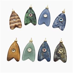 Gemstone Pendant Pave Zircon, gold plated, approx 15-25mm [GM26643]