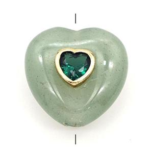 Green Aventuruoise Heart Beads Pave Zirconia, approx 20mm [GM27226]