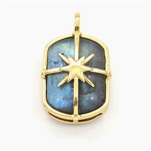 Labradorite Rectangle Pendant Gold Plated, approx 16-20mm [GM27242]