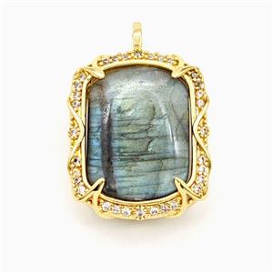 Labradorite Rectangle Pendant Gold Plated, approx 18-23mm [GM27243]