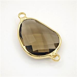 Smoky Crystal Glass Teardrop Connector, approx 16-20mm [GM27248]