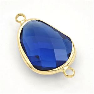 Blue Crystal Glass Teardrop Connector, approx 16-20mm [GM27249]