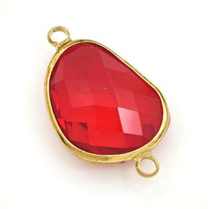 Red Crystal Glass Teardrop Connector, approx 16-20mm [GM27250]
