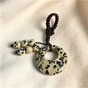 Black Dalmatian Jasper GoGo Pendant, approx 28mm, 60mm length [GM27262]