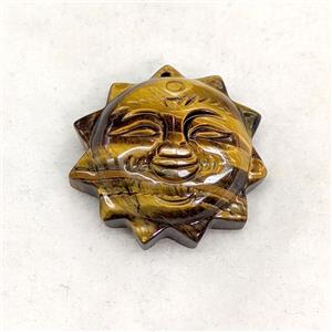 Natural Tiger Eye Stone Sun Pendant, approx 31mm [GM27264]