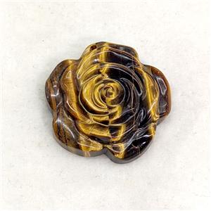 Natural Tiger Eye Stone Flower Pendant Carved, approx 34mm [GM27265]