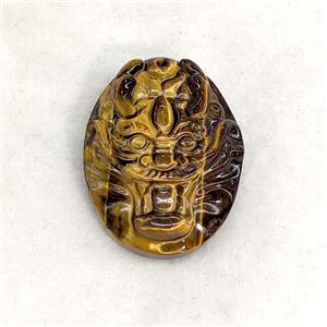 Natural Tiger Eye Stone Dragonhead Pendant, approx 26-34mm [GM27269]