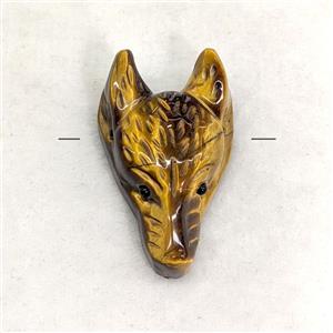 Natural Tiger Eye Stone Foxhead Pendant, approx 22-40mm [GM27271]