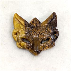 Natural Tiger Eye Stone Foxhead Connector, approx 33-35mm [GM27273]