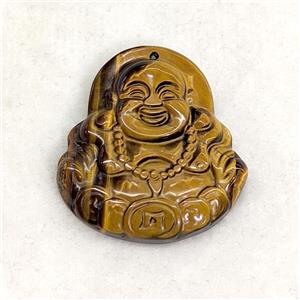 Natural Tiger Eye Stone Buddha Pendant, approx 34-37mm [GM27280]
