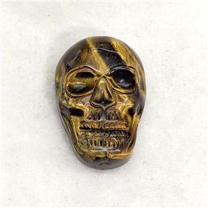 Natural Tiger Eye Stone Skull Pendant, approx 25-36mm [GM27287]