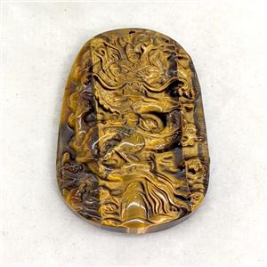 Natural Tiger Eye Stone Dragon Pendant Carved, approx 37-53mm [GM27289]
