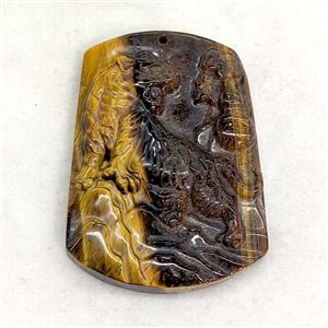 Natural Tiger Eye Stone Tiger Pendant Carved, approx 38-53mm [GM27290]