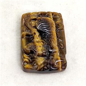 Natural Tiger Eye Stone Pendant Tiger Carved, approx 28-39mm [GM27291]
