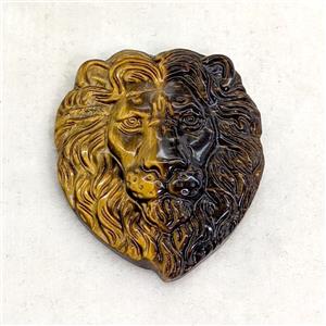 Natural Tiger Eye Stone Lionhead Pendant Carved, approx 36-42mm [GM27292]