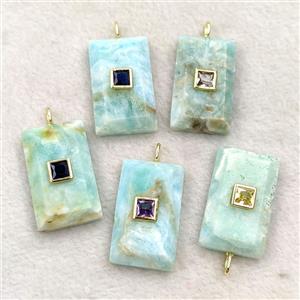 Natural Blue Hemimorphite Rectangle Pendant Pave Zirconia Mixed, approx 18-30mm [GM27301]