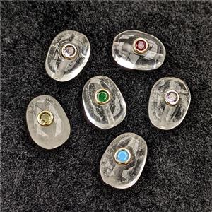 Natural Clear Quartz Potato Beads Pave Zirconia, approx 13-18mm [GM27307]