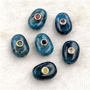 Natural Blue Apatite Potato Beads Pave Zirconia, approx 13-18mm [GM27308]