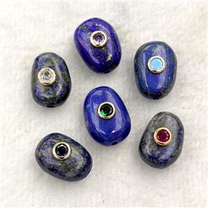 Natural Blue Lapis Lazuli Potato Beads Pave Zirconia, approx 13-18mm [GM27309]