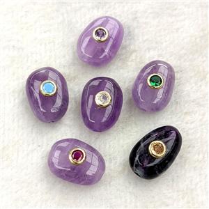 Natural Purple Amethyst Potato Beads Pave Zirconia, approx 13-18mm [GM27311]