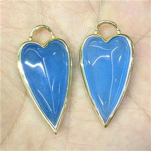 Natural Agate Heart Pendant Blue Dye, approx 18-35mm [GM27322]