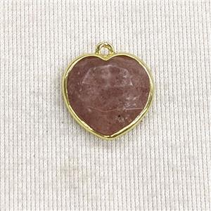 Pink Strawberry Quartz Heart Pendant Faceted, approx 15mm [GM27330]