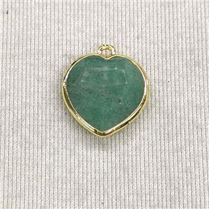 Green Aventurine Heart Pendant Faceted, approx 15mm [GM27331]