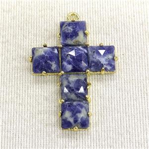 Blue Sodalite Cross Pendant, approx 25-35mm [GM27333]