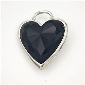 Black Obsidian Heart Pendant Faceted, approx 20mm [GM27336]