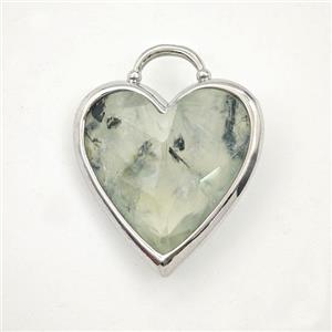 Green Prehnite Heart Pendant Faceted, approx 20mm [GM27337]