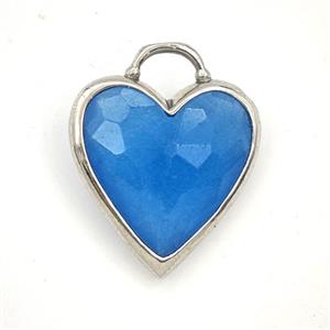 Skyblue Dye Jade Heart Pendant Faceted, approx 20mm [GM27339]
