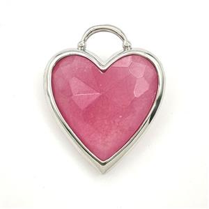 Pink Dye Jade Heart Pendant Faceted, approx 20mm [GM27340]