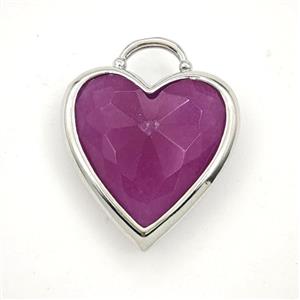 Fuchsia Dye Jade Heart Pendant Faceted, approx 20mm [GM27341]