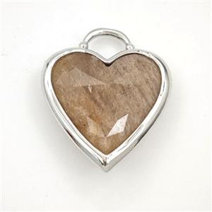 Peach Sunstone Heart Pendant Faceted, approx 20mm [GM27343]
